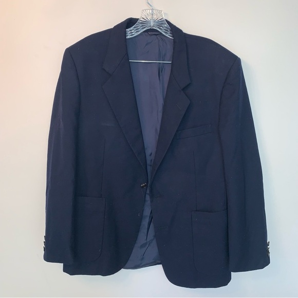 Yves Saint Laurent Vintage Blue Wool Sport Coat with Notched Lapels - Picture 14 of 14